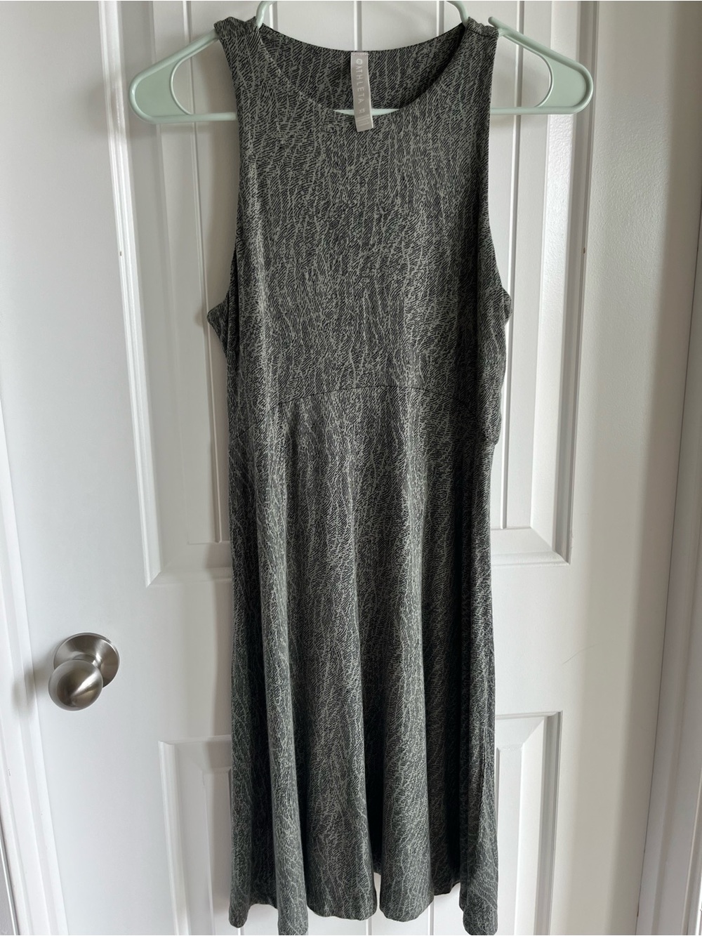 Athleta Sleeveless Green & Black A-Line Dress